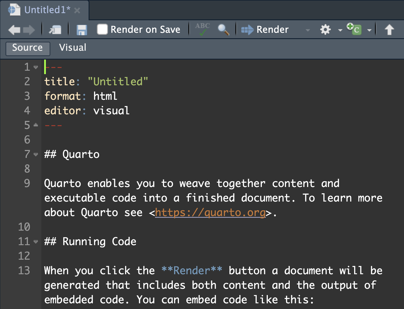 Source Editor mode is active